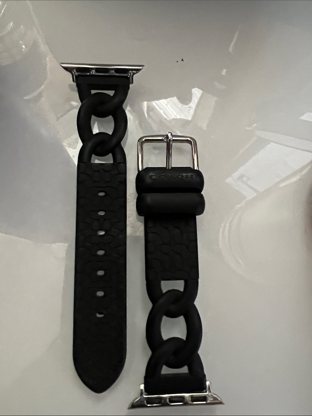 Coach Black Silicone Link Apple Watch Band